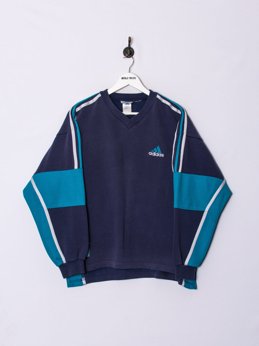 Adidas Blue V-Neck Sweatshirt